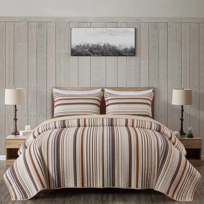 Avery Striped Pre-Washed Cotton Quilt Set