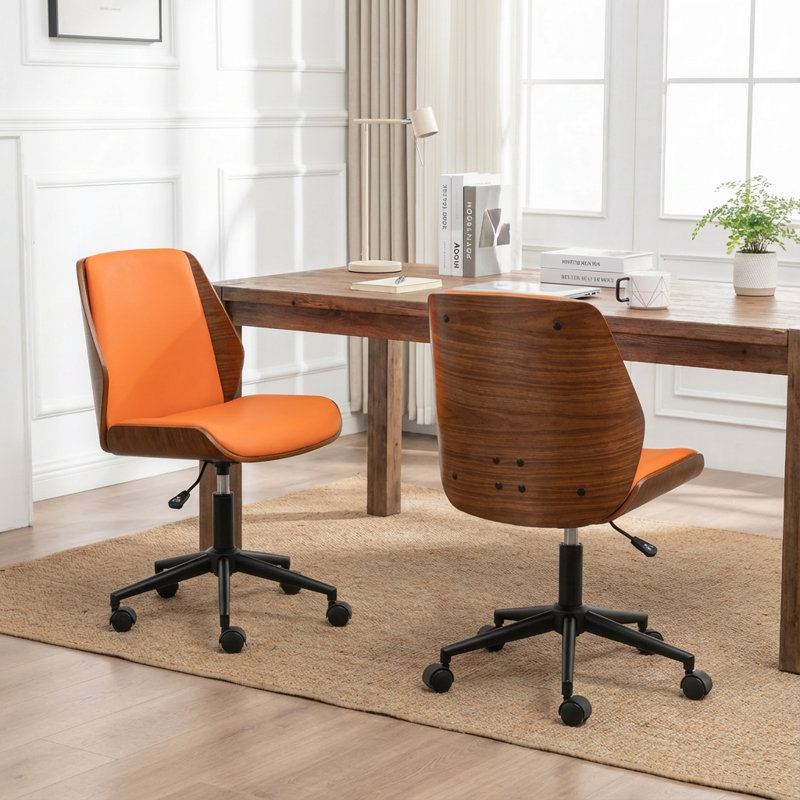 Chaise de bureau rembourrée en similicuir Bryonie, Orange
