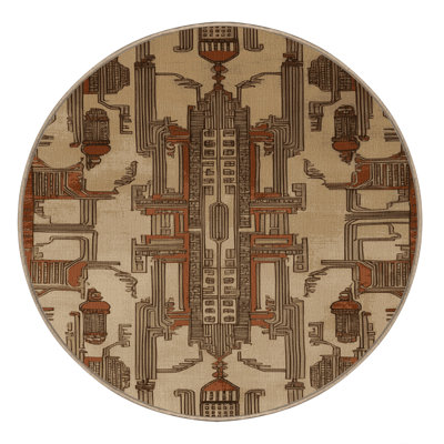 Tapis beige Art Deco lavable à la machine