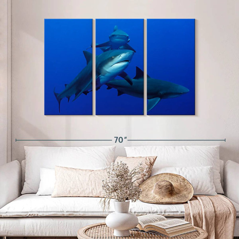 Brampt Triple Sharks, 32" H x 50" W