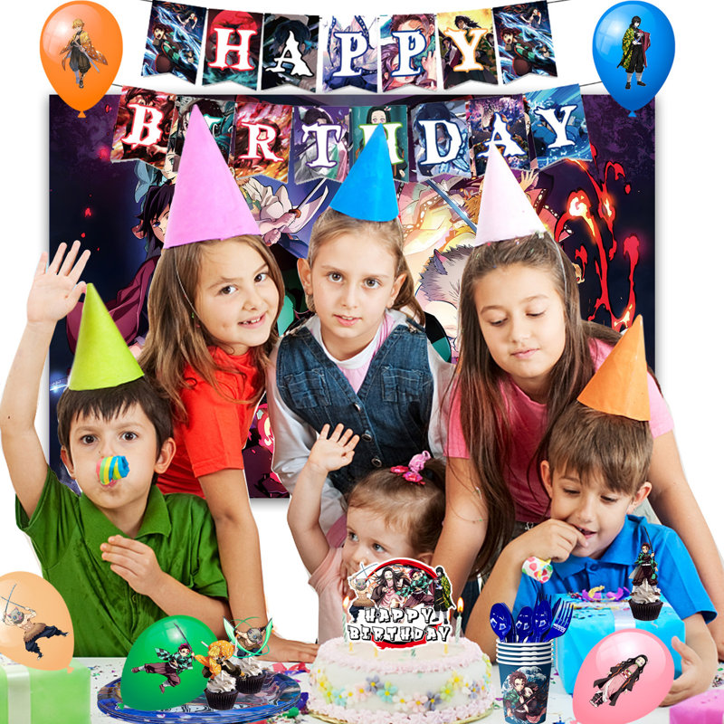 Demon Slayer Birthday Decorations,112pcs Demon Slayer Party Decorations