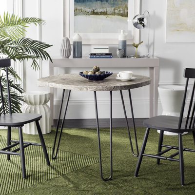 Solid Wood Top Metal Base Dining Table