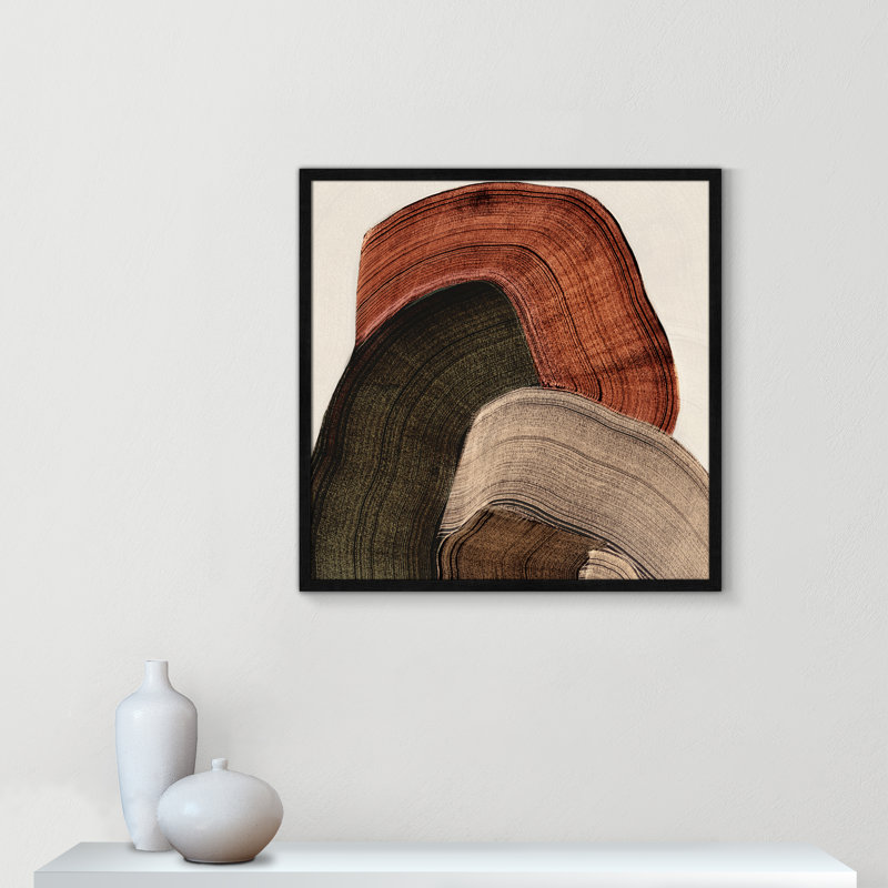 «Folded Earth I» par Casa Fine Arts, L 27,5 po x H 27,5 po, Grain de bois noir, Framed Print