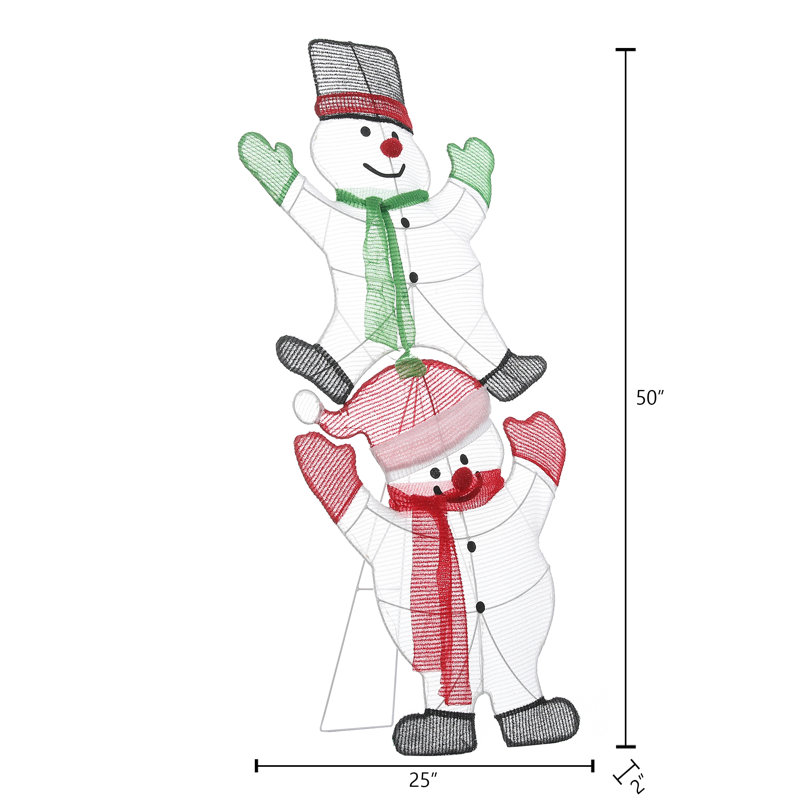 Stacked Snowman Lighted Display