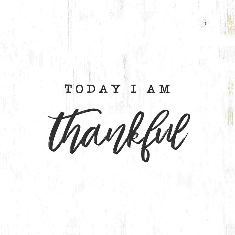 «Today I Am Thankful 2», art textuel sur toile tendue, H 12 po x l 12 po