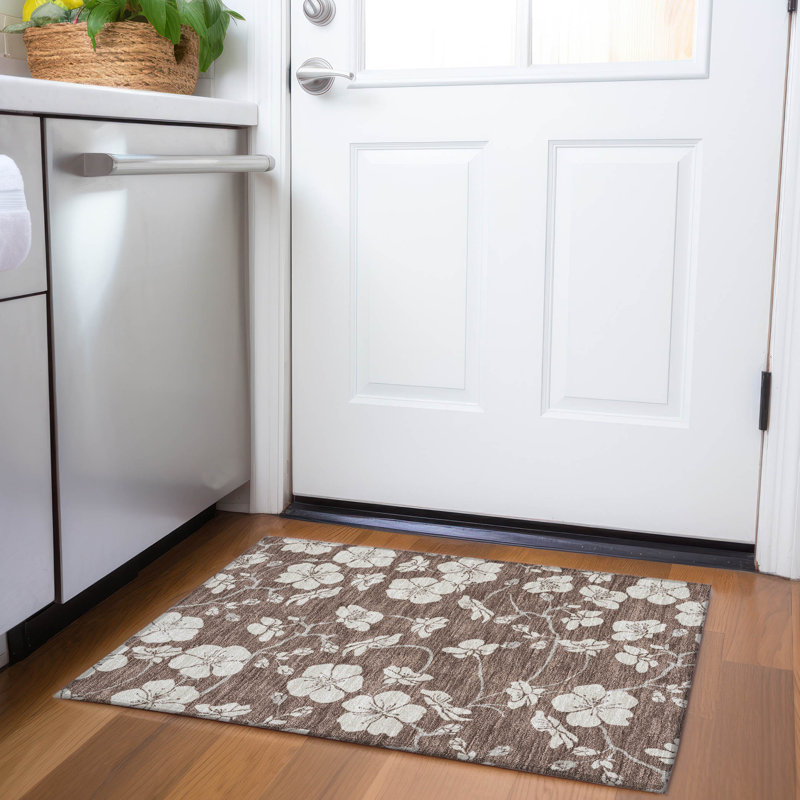 Premium Machine Washable Diskin AMF1032 Floral Rug, Rectangle 1'8" x 2'6"