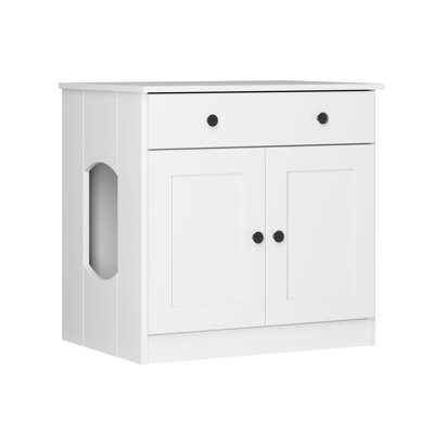 Palace Imports 100% Solid Wood Haajarah 2-Door Cat Litter Enclosure with 2-Drawers