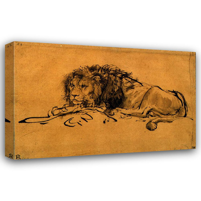Un lion couché, H 26 po x l 40 po