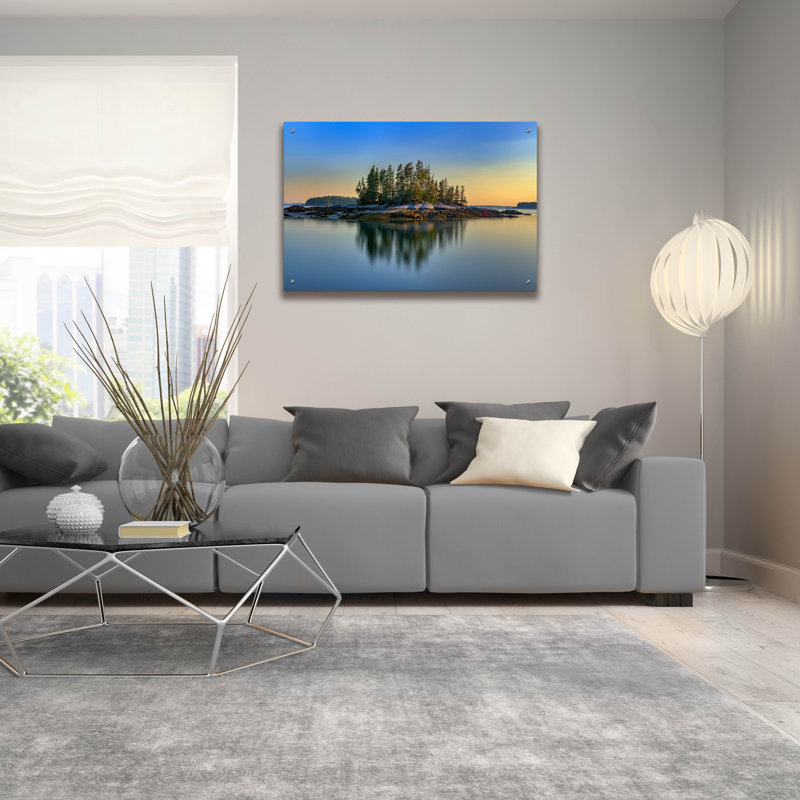 Art mural en verre Highland Dunes «Weir Island Maine» par Rick Berk, H 24 po x l 36 po x P 0,2 po