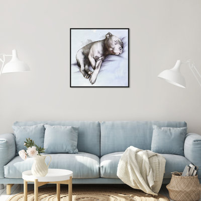 «Animals Sleeping Pitbull Dogs and Puppies», reproduction d'impression sur toile