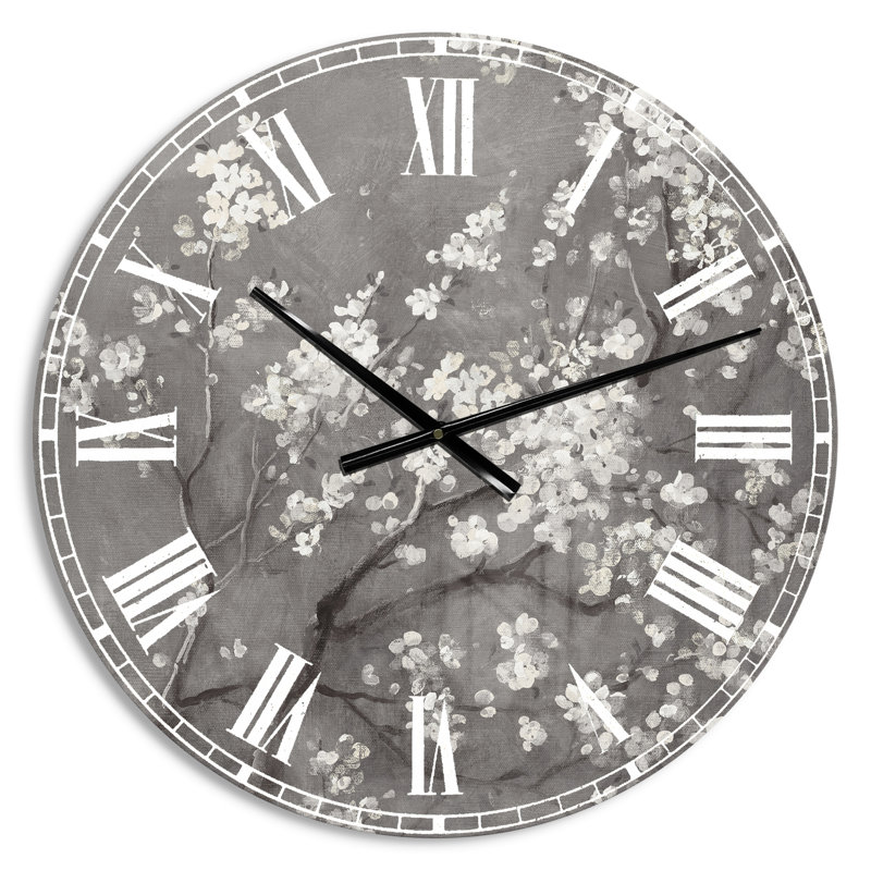 Adetoun White Cherry Blossoms I - Horloge murale traditionnelle, Petit