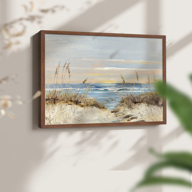 Coastal Boardwalk -Framed Print - Restickable, 22" H x 28" W, Walnut