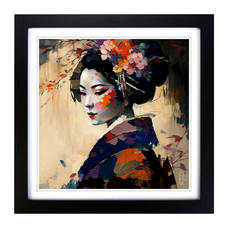 Geisha Palette Knife Painting 1 Piece Single Picture Frame Wall Art