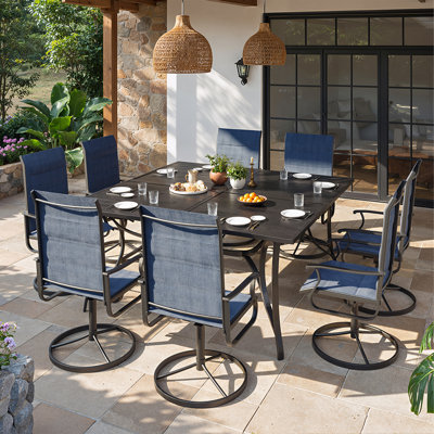 8 chaises de patio pivotantes pour l'extérieur 8 pièces, chaises de patio à cadre en métal rotatif à 360 ° avec tissu Teslin épaissi, chaises de terrasse pour l'extérieur avec accoudoirs pour terrasse et cour arrière