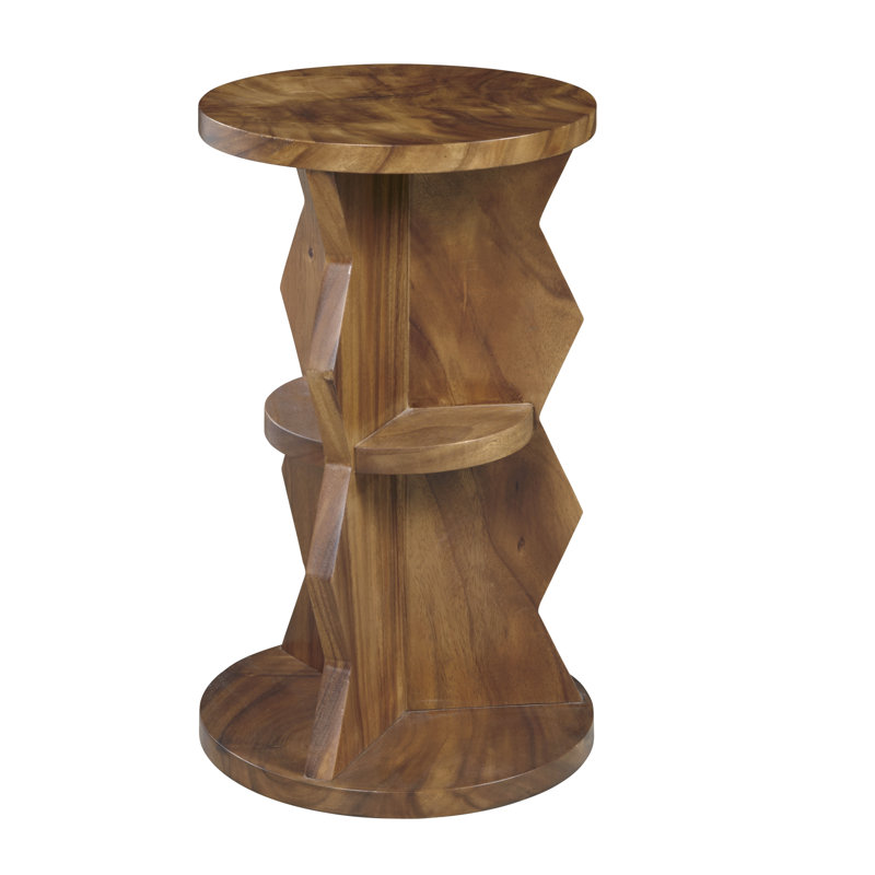 Transitional Brown Parota Wood Round Spot Table