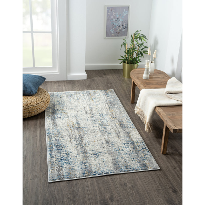Lillith Machine Woven Beige/Blue/Grey Indoor Rug, Rectangle 80 x 150cm