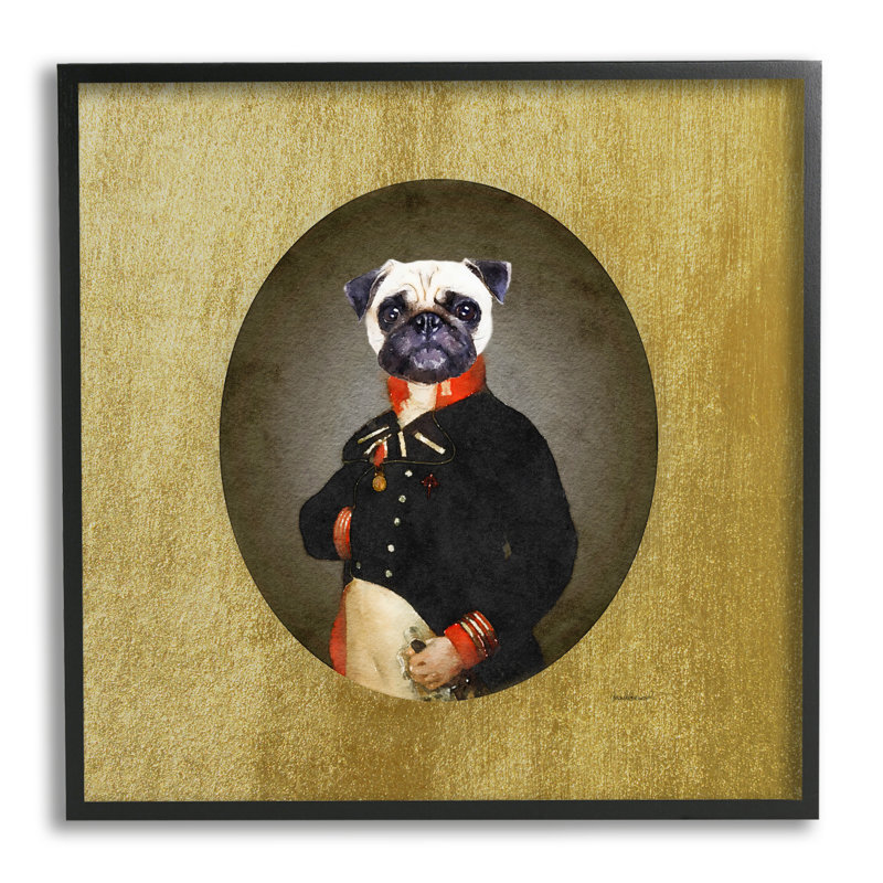 Drôle de carlin portant un costume de style classique antique par Amanda Greenwood - Peinture, H 24 po x l 24 po x P 1,5 po