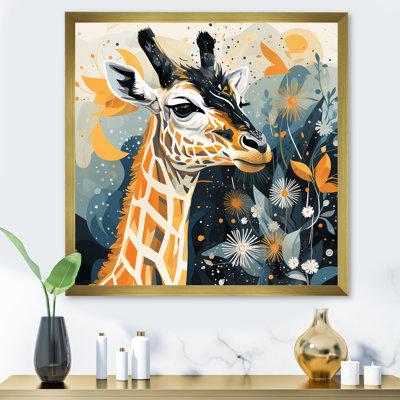 Yellow And Blue Creative Giraffe Groove I - Giraffe Animal Wall Art