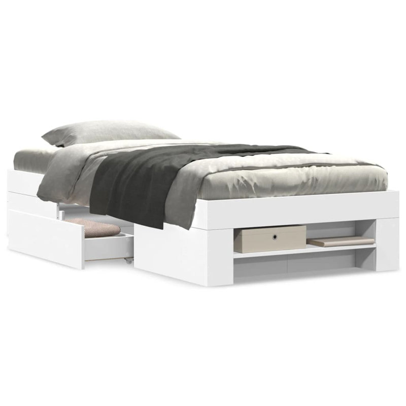 Abhijith Drawers Bed Frame, Single (3'), White