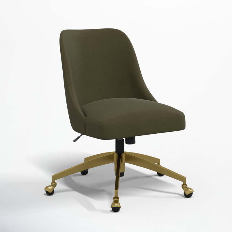 Chaise de bureau Tamieka, Velours classique Loden
