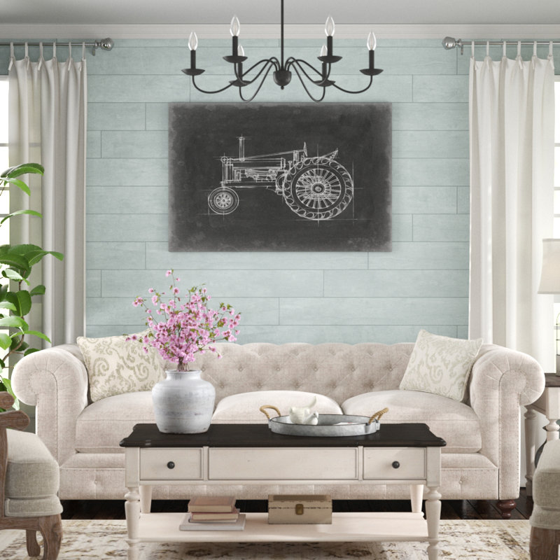 "Tractor Blueprint IV" par Ethan Harper, impression sur toile, H 32 po x l 48 po, Cadre noir