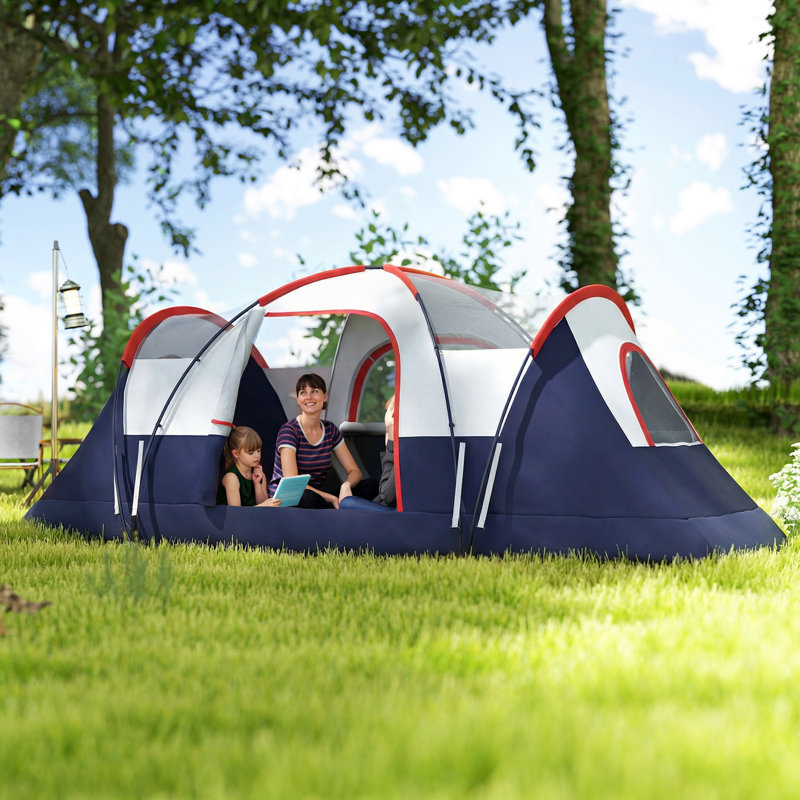 5 Person Tent, Navy Blue/Red/White