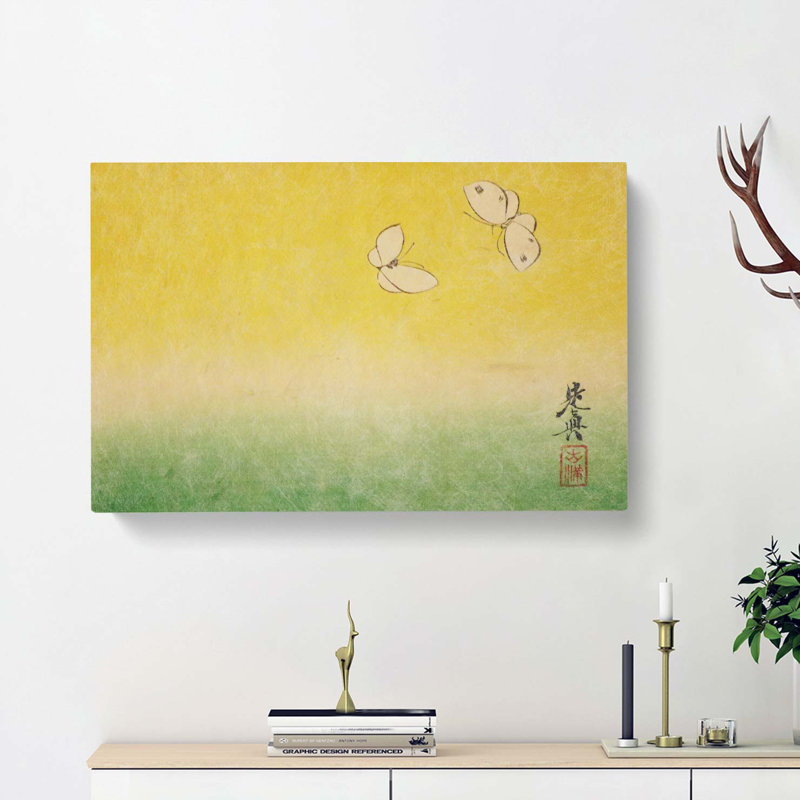 Two Butterflies by Shibata Zeshin - Wrapped Canvas, 40cm H x 60cm W x 3cm D