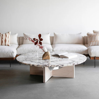 Table à thé en marbre artificiel moderne et minimaliste
