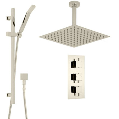 Liverpool Ceiling Mount Thermostatic Rainfall Shower Set