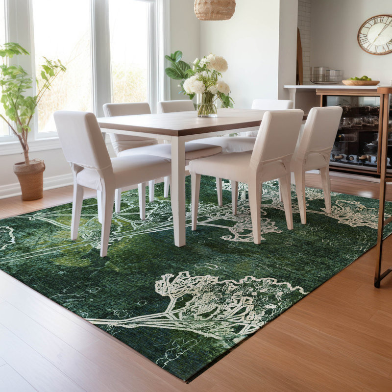 Tapis floral intérieur / extérieur lavable à la machine Layton ACN2239, Rectangle 5 pi x 7 pi 6 po