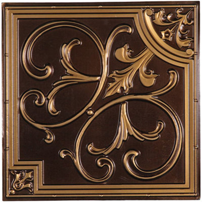 Madrid 23.75 in. L x 23.75 in. W Metallic and Textured Vinyl Drop-In Ceiling Tile and Glue Up Ceiling Tile Ceiling Tile In