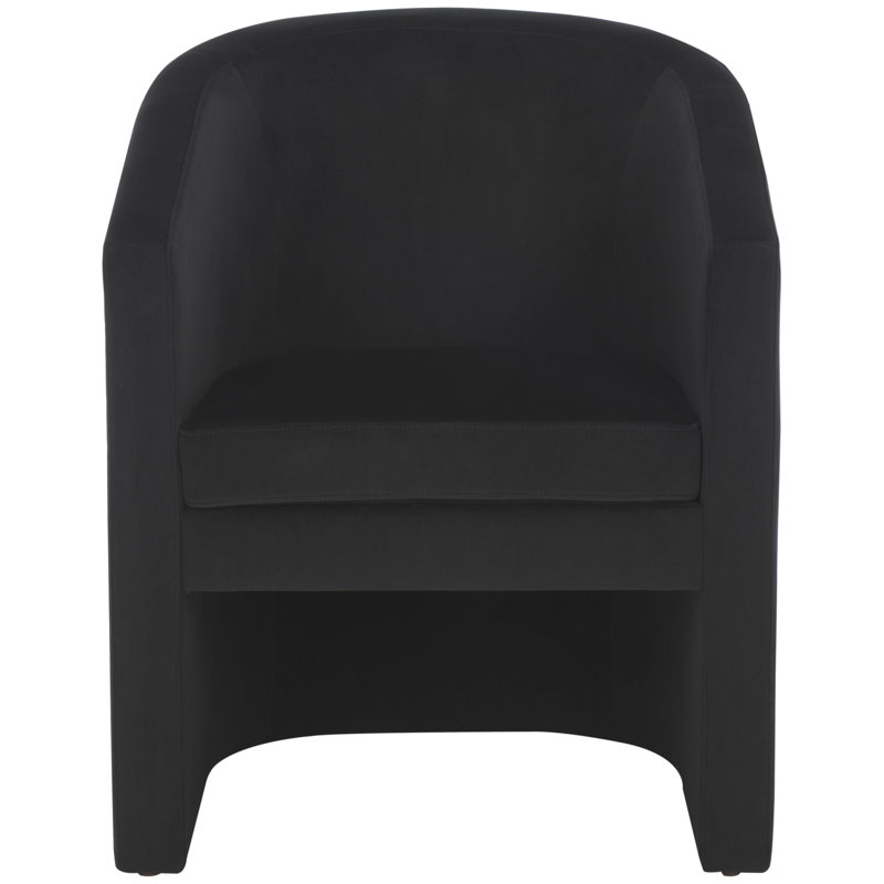 Fauteuil demi-tonneau en velours 24,4 po Ghina, Noir