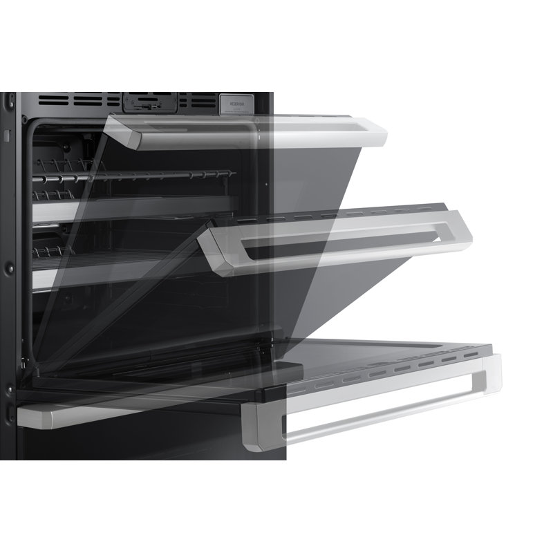 30" Double Wall Oven Steam, Contemporary, Silver Stainless