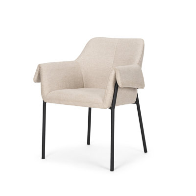 Gray And Black Upholstered Fabric Dining Arm Chair