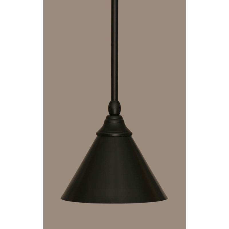 Stem Hung Mini Pendant Shown With 7” Cone Metal Shade, Matte Black