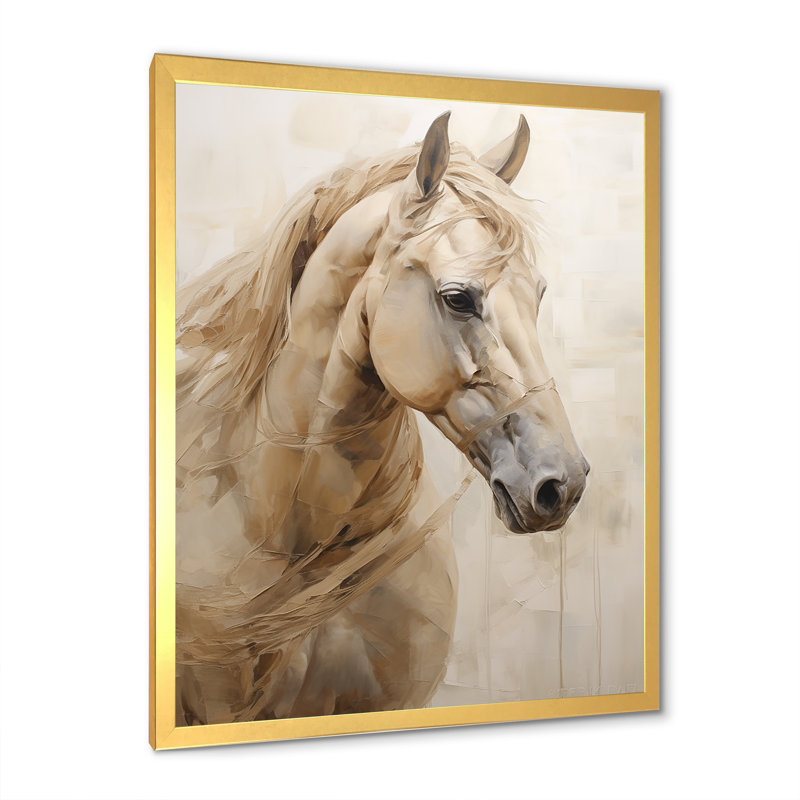 Portrait de cheval sophistiqué IV, H 44 po x l 34 po x P 1,5 po, Encadrement doré
