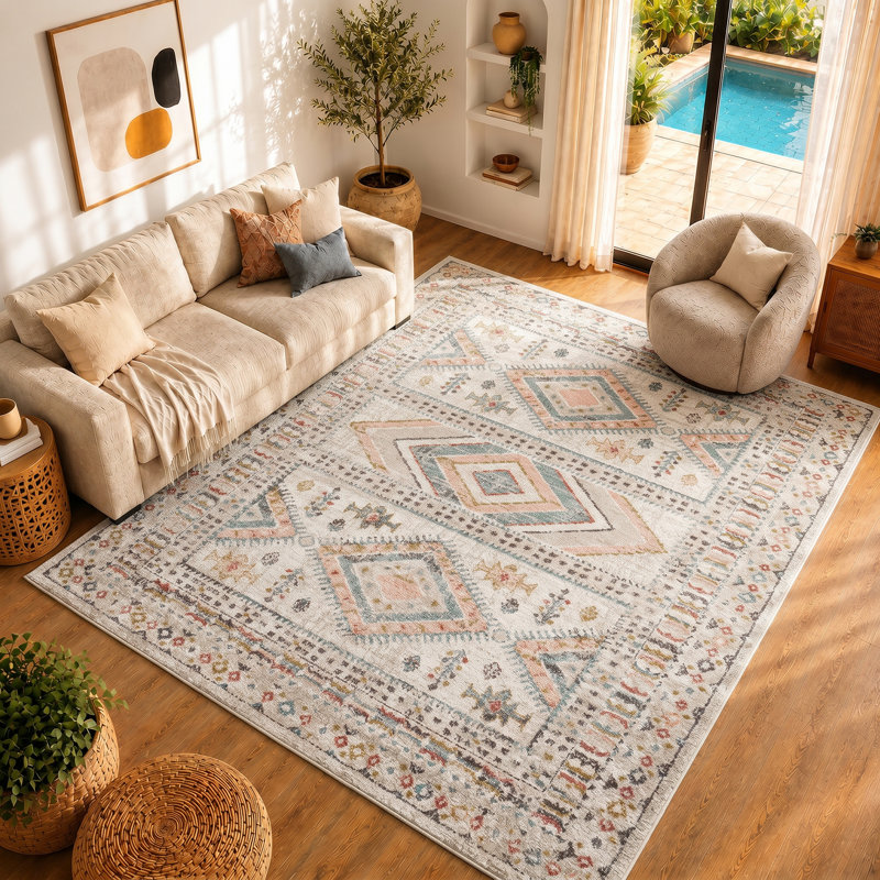 Eldon Pale Pink/Teal Rug, Rectangle 120 x 170 cm