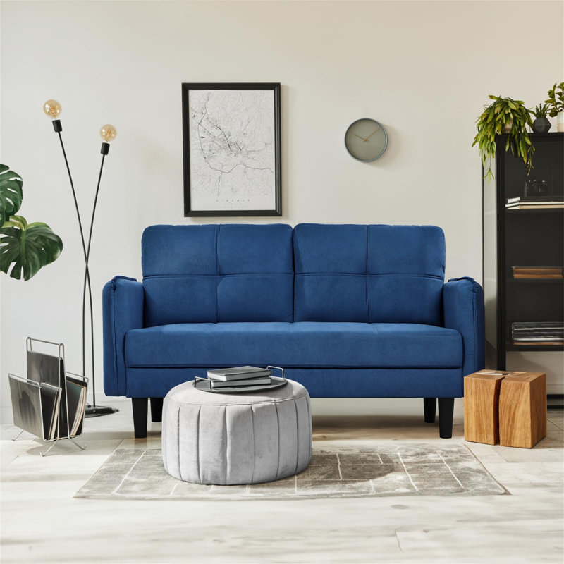Aayushi 2 Seater Loveseat, Blue Fabric