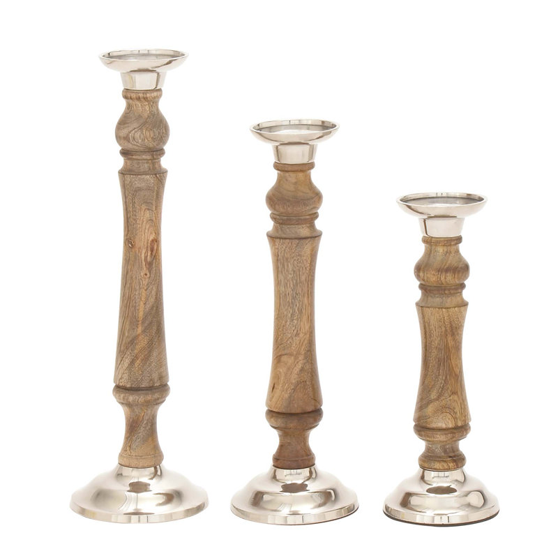 Ensemble de chandelles en bois 3 pièces