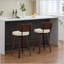 26 Tabouret de bar pivotant rembourré - Structure en bois cintré noyer-448311492