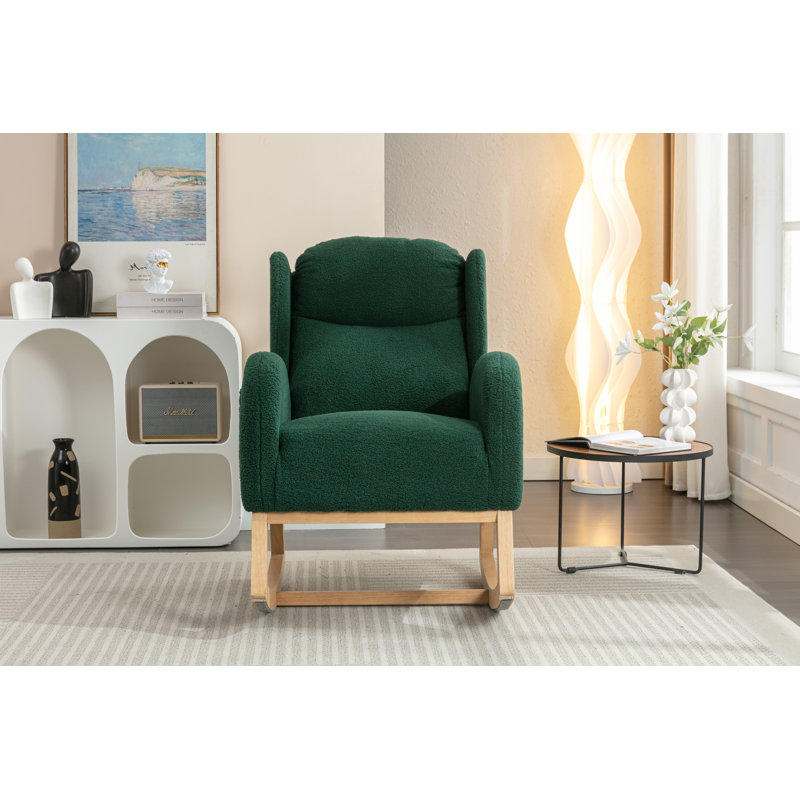 Solid Wood Rocking Chair, Green, Green