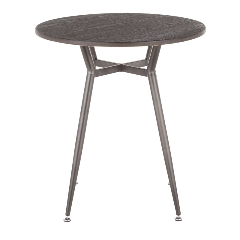 Palermo Round Solid Wood Top Metal Base Dining Table, Antique/Espresso