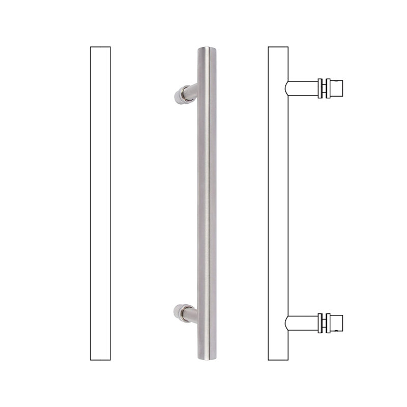 Brushed Nickel Round Barn Door Pull Handle, 10.25 Inches