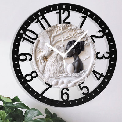 Metal Wall Clock for Living Room -10"  Wolf Bird Nuzzle Tree Eggs Silent Non Ticking,Battery Operated, Antique Clocks for Farmhouse,Bedroom,Kitchen - Arabic Numerals