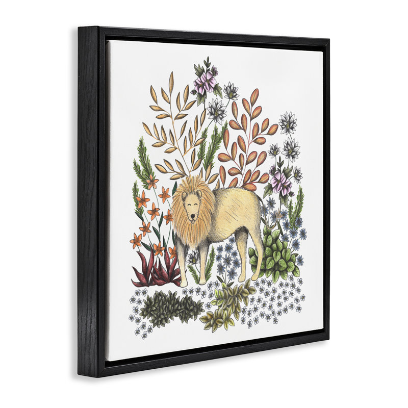 Cadre flottant Jungle Wildlife Lion, design par Cecilia Battaini, H 18 po x l 18 po, Cadre flottant noir de jais