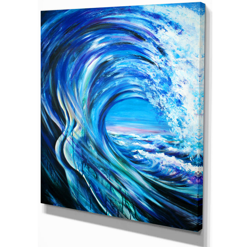Paysage, grande vague bleue, impression sur toile - Grande vague bleue, H 20 po x l 12 po x P 1po
