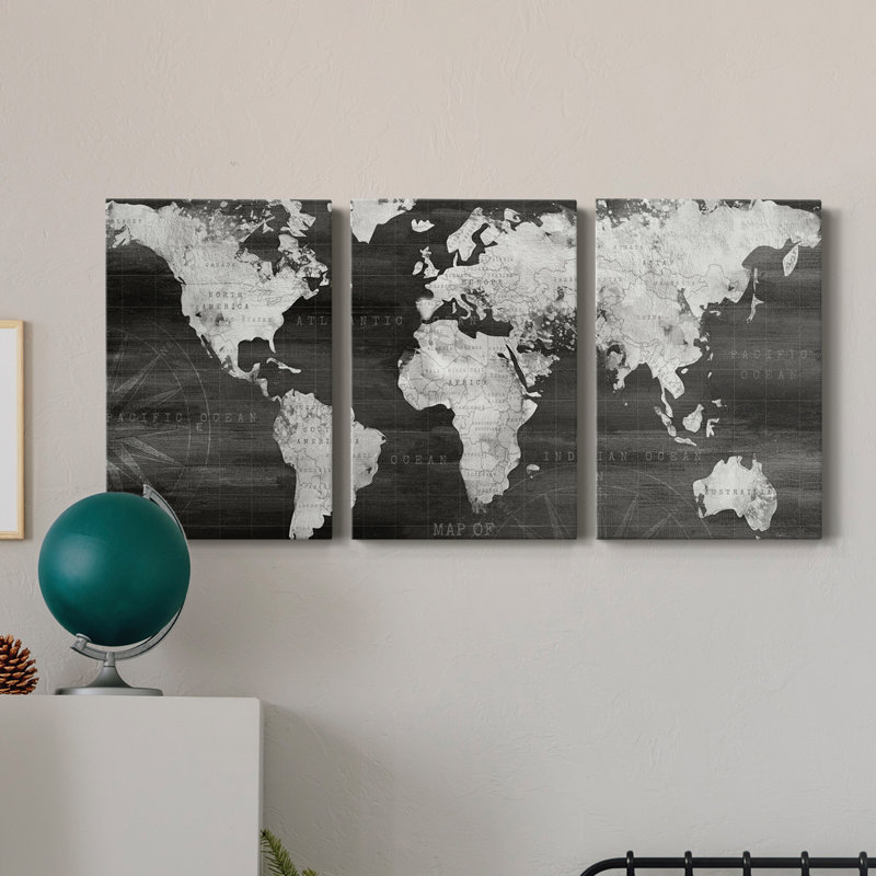 Carte du monde industriel - Toile tendue avec châssis de qualité supérieure - Prêt à être accroché