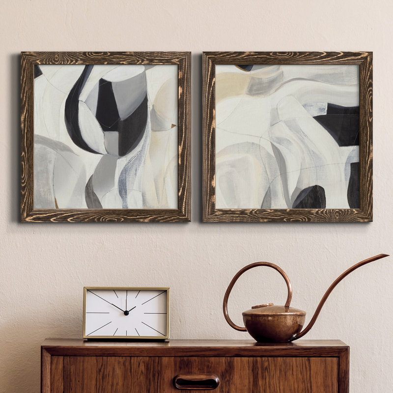 La recherche I - ensemble de 2 reproductions d'art sur toile, H 20 po x l 40 po x P 1,5 po, Cadre noyer