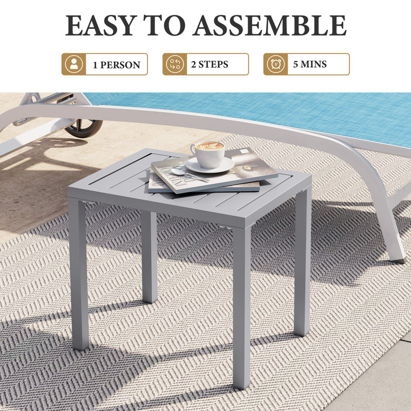 Table d'appoint rectangulaire en aluminium, Gris