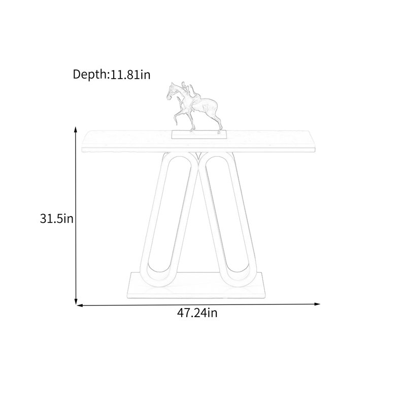 Console Modern Modern, 31,5 po H x 47,24 po L x 11,81 po P, Blanc, Doré